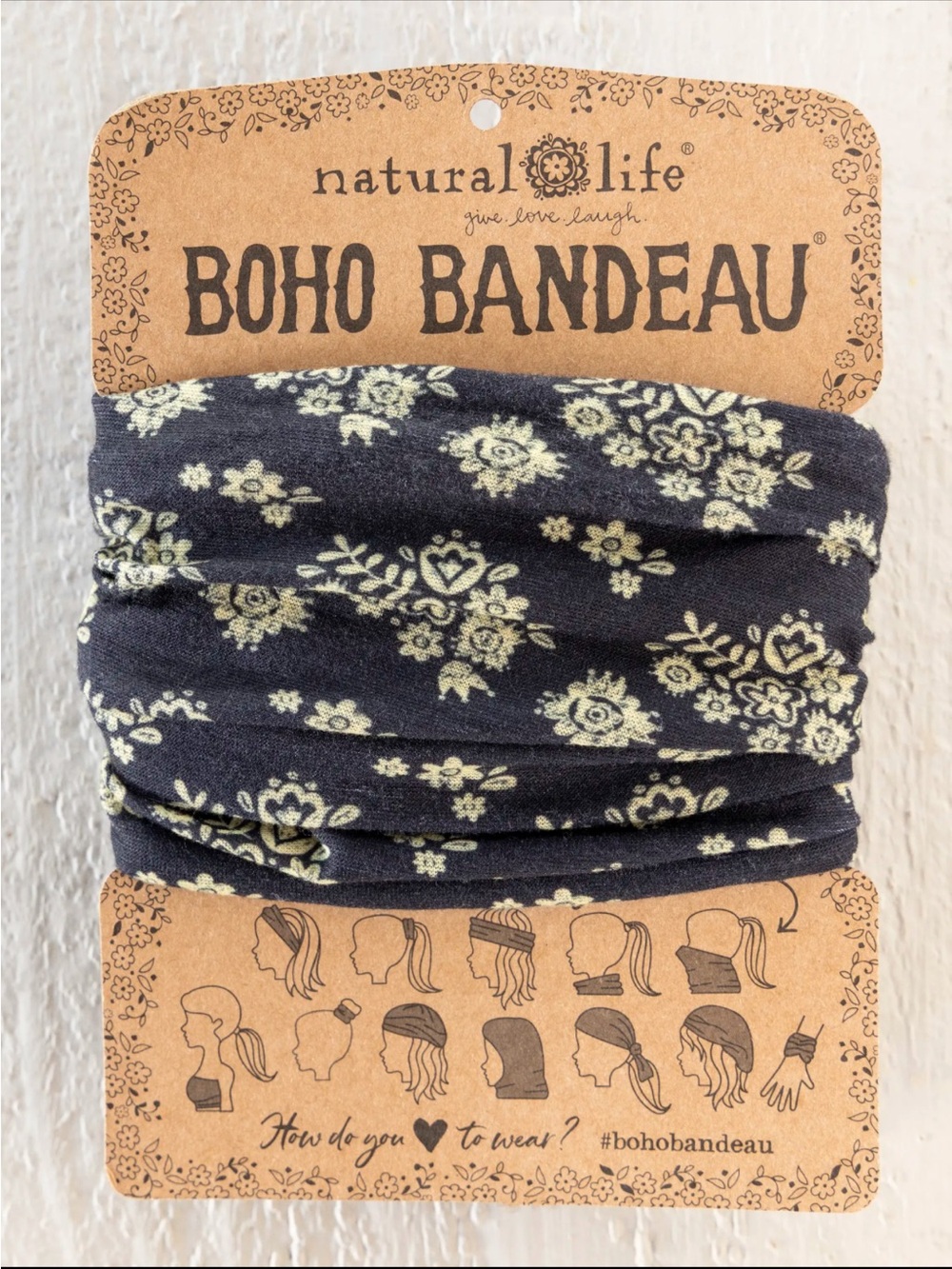 NATURAL LIFE Navy Boho Bandeau with Cream Floral Print #209